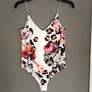 Gaze, XS, floral/leopard body suit NWOT
